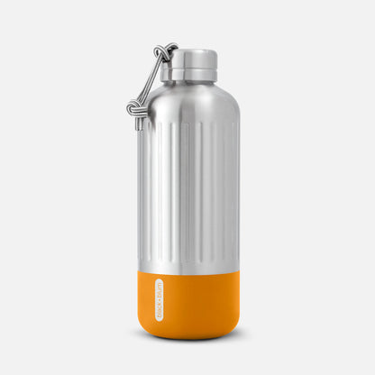 Orange and Black Plaid Stainless Steel Water Bottle with Straw