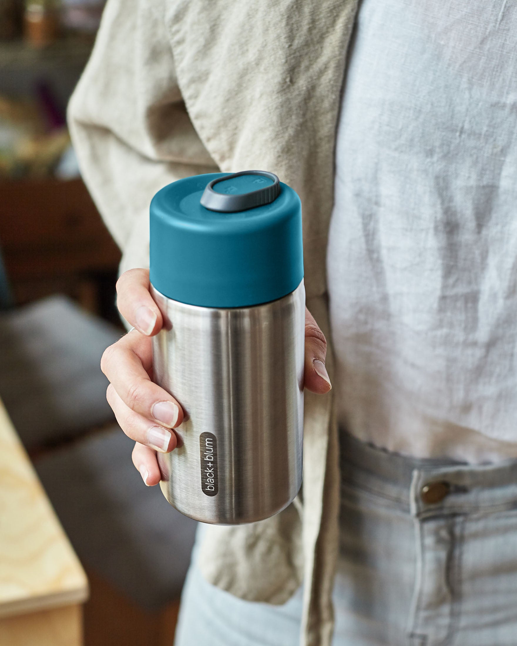 thumbnail image 2 of Black+Blum 340ml Stainless Steel Insulated Travel Cup – Leakproof, Easy Clean (Brushed Steel) 2 of 5