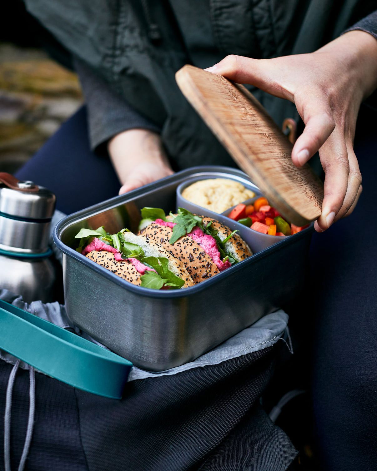 Black+Blum Stainless Steel Large Lunch Box - Olive, Camping Gear